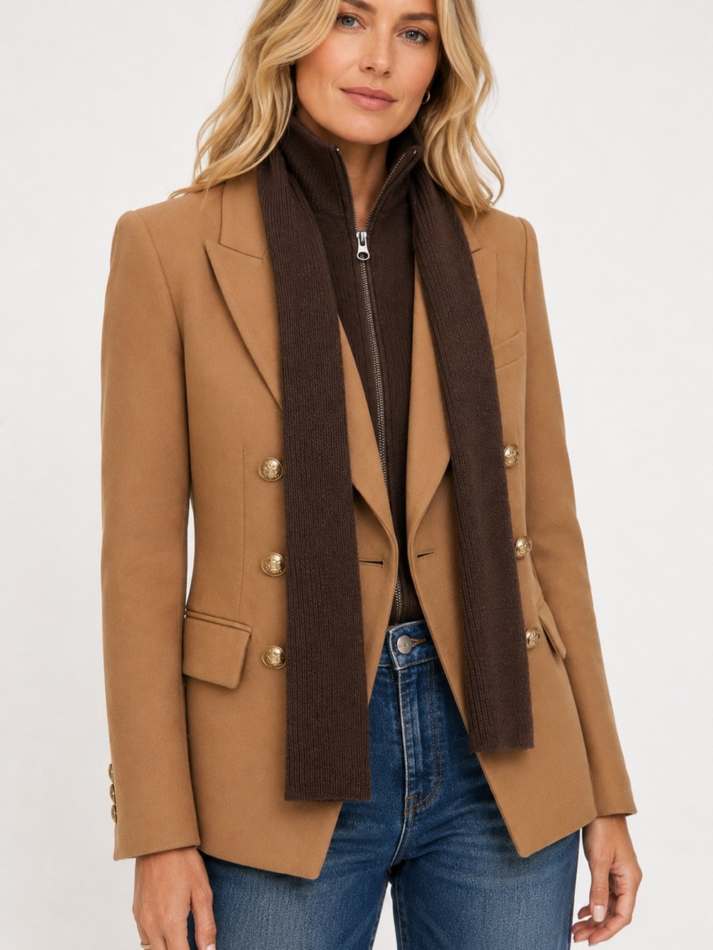 Veronica Beard Brown Merino Wool Scarf Dickey Insert 100% Wool